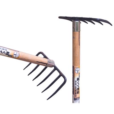 China Durable Garden Rake Factory Direct Sale Hardwood Handle Garden Tools Landscape 6 Tooth Rake for sale