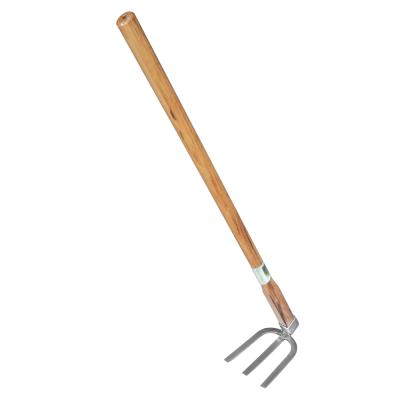 China AGRICULTURE GARDEN DIGGING supply high quality and low price stainless steel hoe three tooth hoe and wooden handle hoe for sale