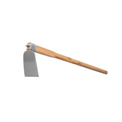 China AGRICULTURE GARDEN DIGGING Inexpensive Handle Long Hoe High Quality Hardwood Stainless Steel Hoe for sale