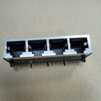 China 1x4 ports 10P8C pcb jack rj45 modular connector rj45 connector modular female connector for sale