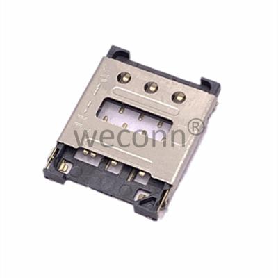 China PCB 6 Pin Smt Hinged Type Push Height1.4mm Push For GPS Tracker Sim Card Connector Nano for sale