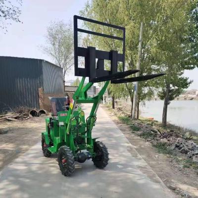 China Small Mini Front End Earth Moving Skid Ox Wheel Loader Electric Backhoe Digger with Forklift Pallet for Garden Farm Orchard Use for sale