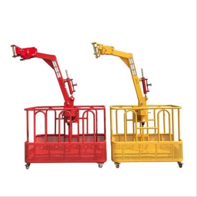 China Hotels in Stock 360 Rotating Crane Gondola 1.2m 1.5m Crane Lift Working Cradle Platform Man Steel Basket for sale