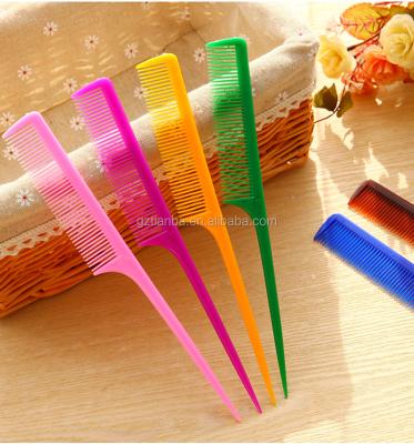 China Professional Salon Hairdressing Comb Colorful Clipping Plastic Comb With Pointed Tail for sale