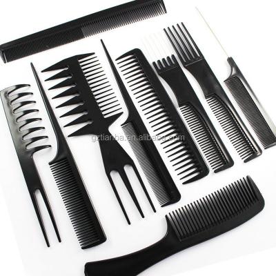 China Professional Salon Factory OEM Customized 10pcs Professional Logo ABS Comb Set for sale