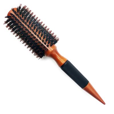 China New LED Barber Shop Roll Brush Hair Brush Straightens Wooden Round Hair Brush for sale