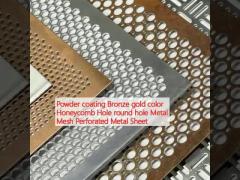 Powder coating Bronze gold color Honeycomb Hole round hole Metal Mesh Perforated Metal Sheet