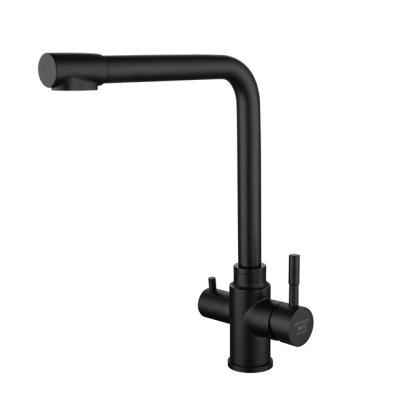 China Electric Kitchen Faucets Three Ways Matte Black Water Filter Hot And Cold Faucet For Kitchen for sale