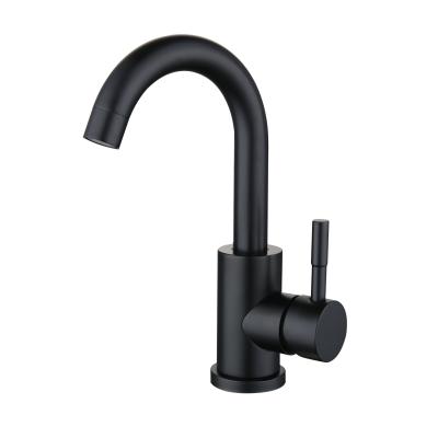 China Modern Round Single Electric Faucets Black Tube Bathroom Deck 304 Stainless Steel Basin Faucets for sale