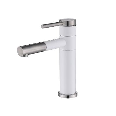 China Luxury Modern Electric Faucets Stainless Steel 304 Ceramic White Hot Cold Bathroom Basin Faucets for sale