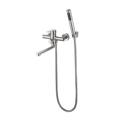 China Without Slide Bar High Quality Wall Mounted 304 Stainless Steel Bathroom Tub Faucet With Hand Shower for sale