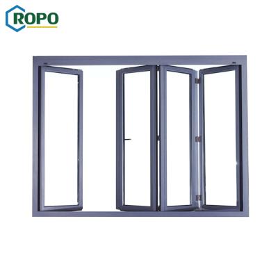 China Folding Screen AS2208 Alloy Gray Color Aluminum Hopper Thermal Bi-Ply Window for sale