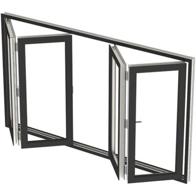 China High Quality Single Glass Upvc Heavy Duty Black Folding Screen Hurricane Bifold Window for sale