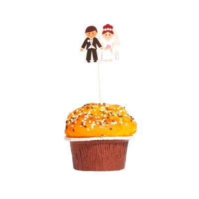 China Wholesale 6Pcs/set Cake Decorating Factory Wholesale 6Pcs/set Paper Cupcake Topper Wedding Cake Decoration Cartoon Bride Groom Newlyweds Paper for sale