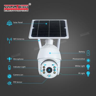 China Built-in wireless door human siren ALLTOP 1080P cctv solar powered wifi IP solar security camera with APP control for sale