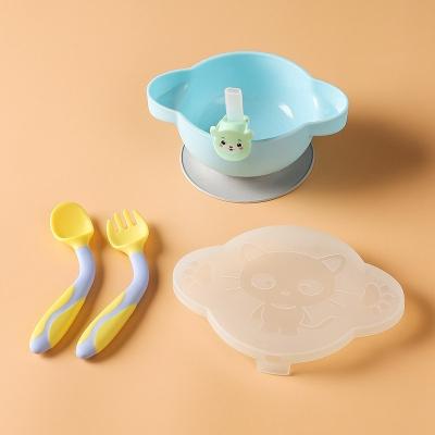 China BPA Bverionant Walmart Aliexpress Free Tableware Eco-Friendly People Administer Tableware Set Silicone Spoon Children Eating Food Bowl Baby Feeding Bowl for sale