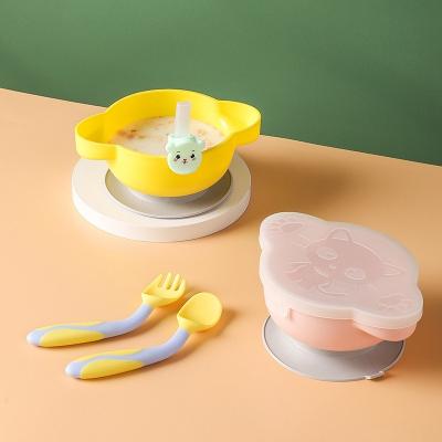 China BPA Bverionant Amazon Aliexpress Child Silicone Free Blowl Tableware Set Eco-Friendly Tableware Kids Eating Food Bowl Baby Feeding Bowl for sale