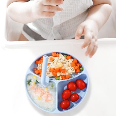 China BPA Bverionant Silicone Dish Free Kids Tableware Walmart New Straw Tableware Set Eco-Friendly Soft Eating Food Bowl Baby Feeding Dish for sale