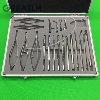 China Large Left Hand Eye Surgical Instrument Ophthalmic Surgery Stainless Steel Surgical Instrument Set With 21 Pcs Eye Instruments And Case 21B-H for sale