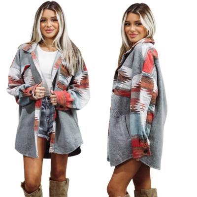 China 2021 Wholesale Anti-wrinkle Jacket For Women Casual Oversized Button Down Long Sleeve Plaid Shacket for sale