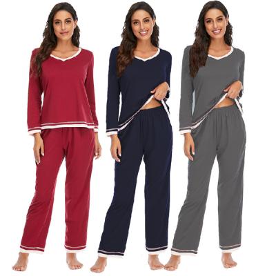 China QUICK DRY Women's Pajama Set Fall Winter Two Piece Soft Cotton Long Sleeve Top Sleepwear With Long Sleep Panties Loungewear Pajamas Pants Sets for sale