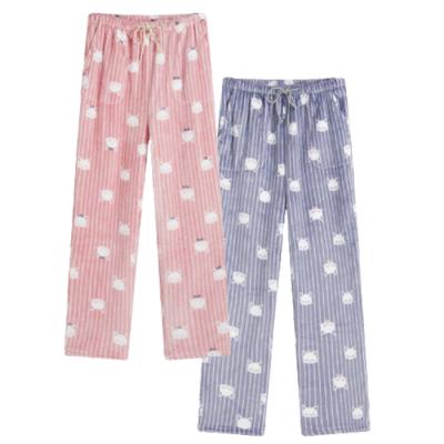 China Women's Casual Trends Cotton Floral Print Plaid Flannel QUICK DRY Cute Soft Long Loungewear Pj Bottoms Women Flannel Pajama Pants for sale