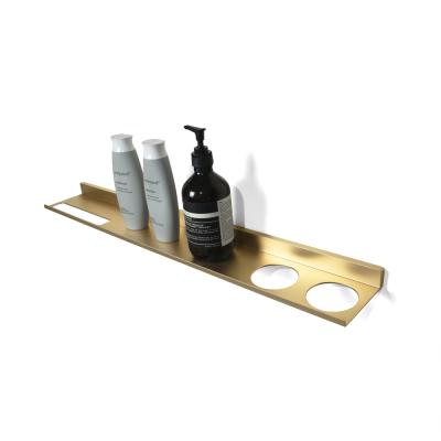 China Modern Aluminum Bathroom Storage Shelves Gold Lacquer Floating Shelf For Bathroom Organizer for sale