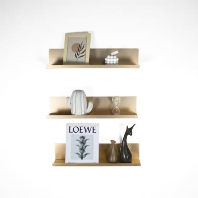 China New Living Room Aluminum L Mounted Shelf Gold Floating Shelves For Wall Decoration for sale