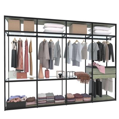 China XinJun Factory New Design (Size) Adjustable Wardrobe With Glass For Bedroom for sale