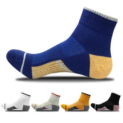 China Wholesale Antumn Crew Breathable Cotton Sports Men Patchwork Running Socks Seamless Tennis Running Sports Socks for sale