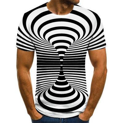 China Low MOQ 3D Low MOQ Common Visual Deception Wormholes Breathable Black Hole T-Shirt Short Sleeved Men's Casual Stereo 3D Print Custom for sale