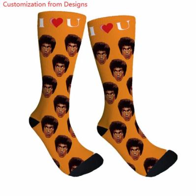 China Sporty 3D Digital Printing Custom Image Logo Print Socks Of Sublimation Premium White Blank Socks for sale