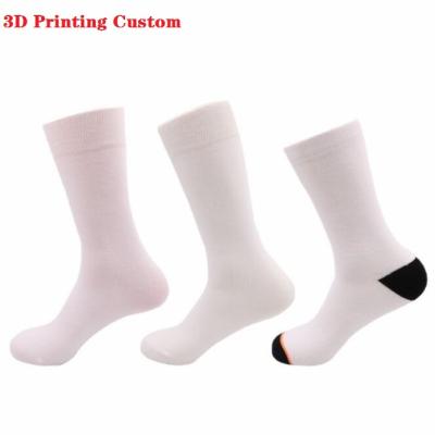 China Custom Logo Design Low MOQ Print Sports Premium White Blank 3D Image Sublimation Socks Socks New for sale