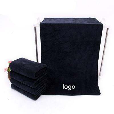 China China Supplier Sustainable Black Microfiber Towel For Hair Salon Black Towels Custom Logo for sale