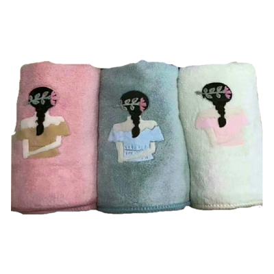 China 2021 Custom QUICK DRY Bathing Drying Towel Cartoon Velvet Hair Towel Microfiber Coral Hair Towel for sale