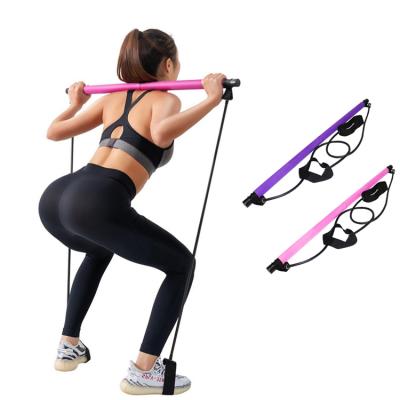 China Portable Gym Massage Yoga Resistance Wall Fitness Muscle Pilates Bar With Exercise Band for sale