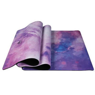 China Design Suede And Rubber Certificate Printed Non Slip 100% Natural Suede Galaxy Rubber Yoga Mat 5mm Custom Made for sale