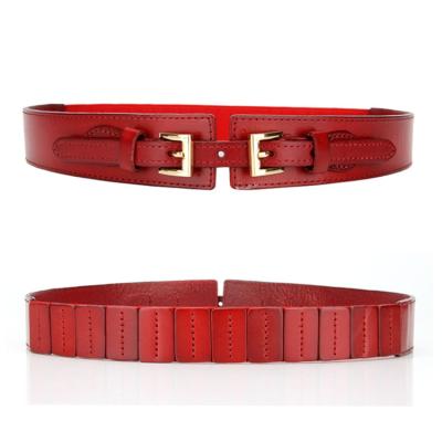 China Hot Selling Evening Party Fashion Cowhide Waist Belt Elastic Leather Wide Belt For Women for sale