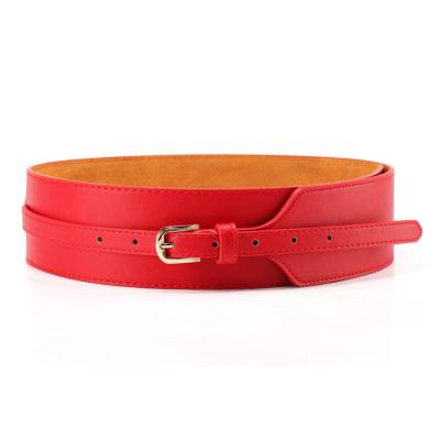 China Hot Selling Custom Made PU Women Elegant Genuine Leather Wide Belts for sale