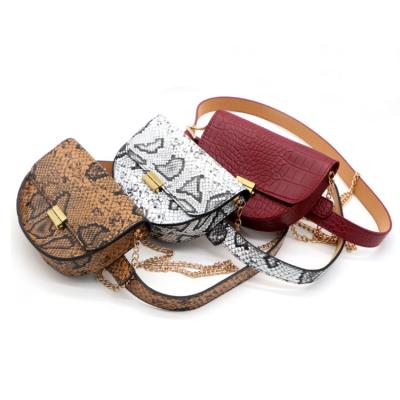 China Hot Selling PU Leather Waist Pack PU Leather Waist Bag Fashon Snakeskin Women Bag PU Leather Waist Belts Western Bag For Lady for sale