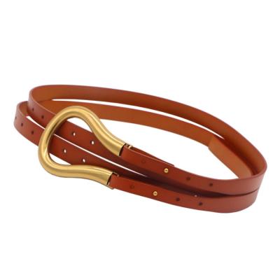 China Chic Cowhide Designer Lady Belt New Retro Fashion Buckle Women Western Leather Waist Belt for Coats and Dresses for sale