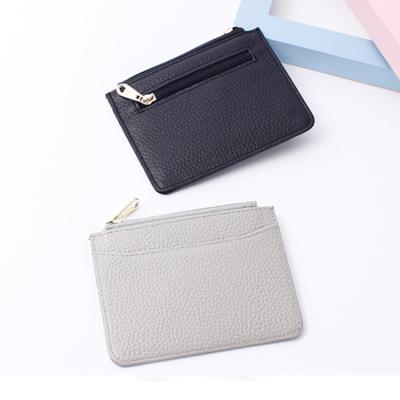 China Custom Pebbled Genuine Leather Coin Purse Lady Hot Sale Zipper Card Slim Wallet For Women for sale