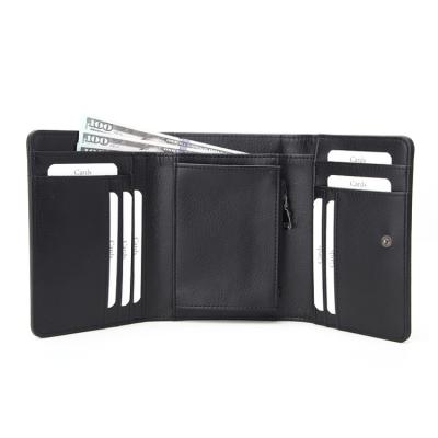 China European RFID Triple Folded Leather RFID Blocking Men's Card Wallet With Coin Pocket6= for sale