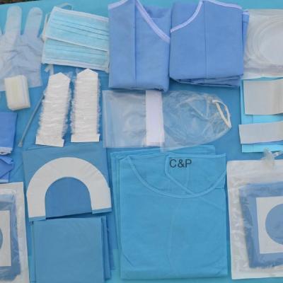 China Blue Standard SMS Sterilized Disposable Cardiovascular Dental Neuro Surgical Drape Pack for sale