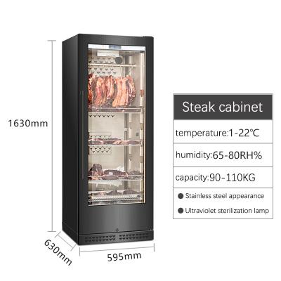 China Free Shipping Dri Age Control Automatic Beech Shelf Custom Luxury Smart Meat Cabinet Refriger With Glass Door for sale