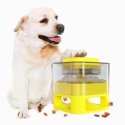 China Sustainable Pet Toy Food Feeder Auto Dog Food Dispenser With Interactive Performance Happy Push Feeder for sale