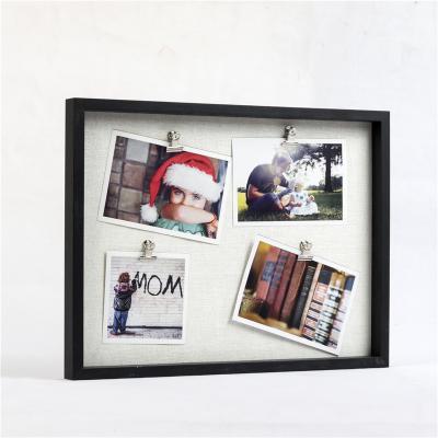 China Trendy Wooden Picture Frames For Home Decor Design Basics Family Peg Box Frame Clothesline Style Wall Hanging Photo for sale