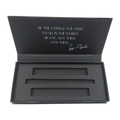 China Recycled Materials Black Cosmetics Luxury Gift Packaging Boxes With Custom Logo for sale