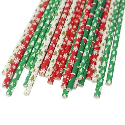 China Materials Color Custom Disposable Christmas Party Beverage Recycled Biodegradable Paper Straw for sale