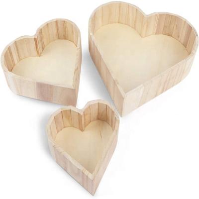 China Wholesale Unfinished Wooden Heart Shaped Europe Tray Set for Storage and Display Organizer for sale